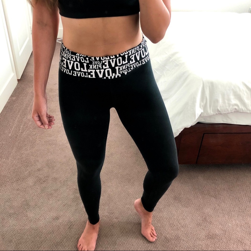 PINK Victoria’s Secret Yoga Leggings Black Logo
